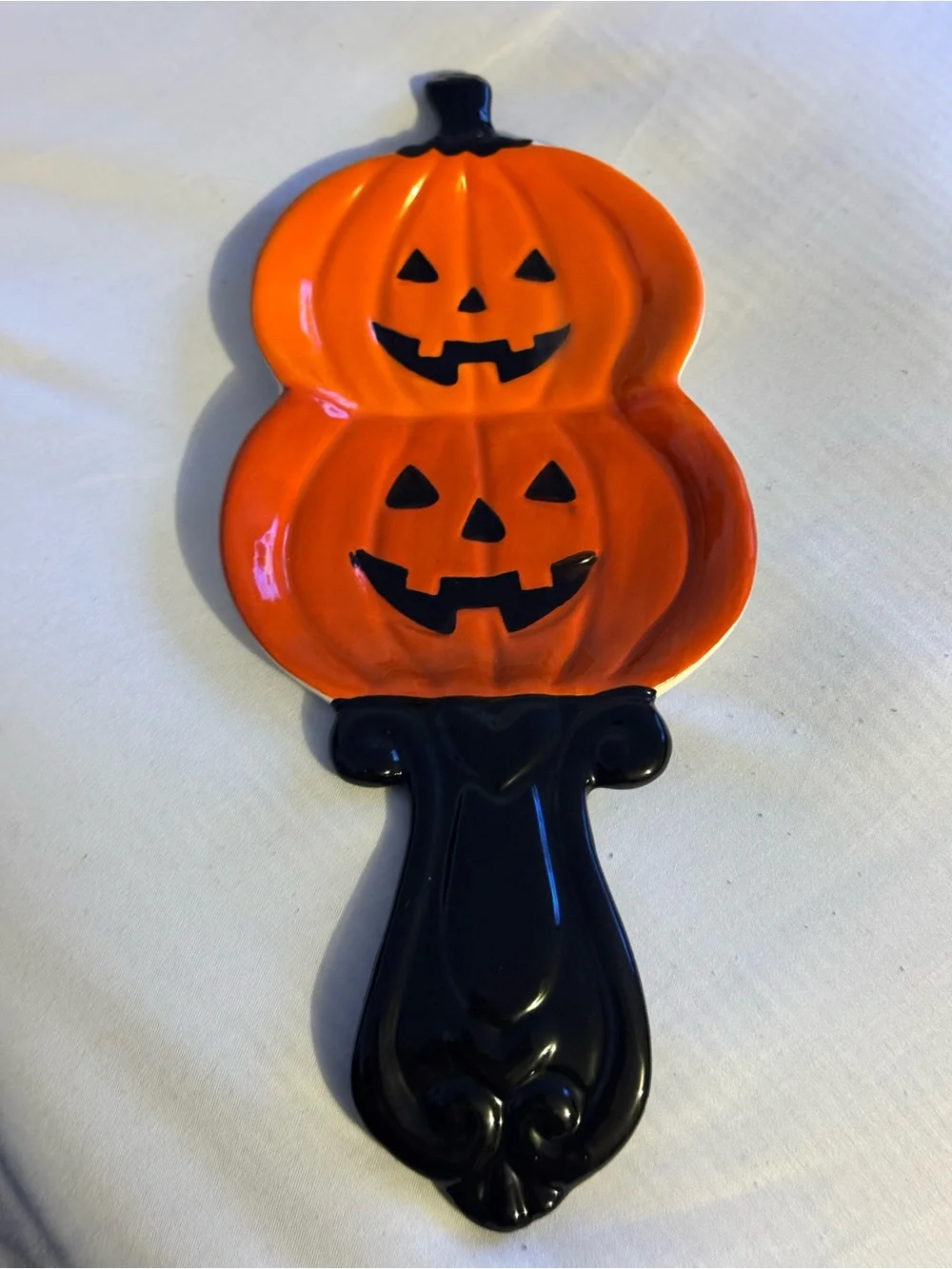 Halloween Double Jack-O'-Lantern Decorative Serving Spoon holder- Orange & Black
